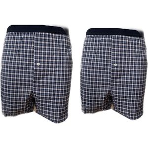 Embrator 2-stuks mannen Boxershort geruit blauw/wit/lichtblauw 4XL
