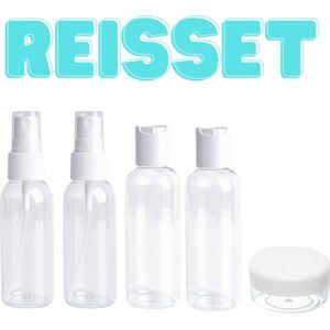 Reis Etui - 5 delige set - Reisflesjes Handbagage - Herbruikbaar - Reisset - Reisflacons - Reis flesjes - Vliegtuig - Silicone - Traveltubes