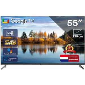 Google Smart TV | TeeView 55 inch 4K Ultra HD Google TV | 3xHDMI 2x USB | Ci+ | Triple Tuner DVB-T/T2/S/S2/C | Frameless Design | Smart TV | in Eindhoven geassembleerd | TeeView TV55QUG-EU
