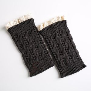 Dames kanten beenwarmers - 18 cm + 2 cm kanten rand - Gebreide winterlaarssokken - Beenwarmers - Laarswarmers - Gebreide warme korte beenwarmers - Herfst en winter korte kanten twist beenwarmers