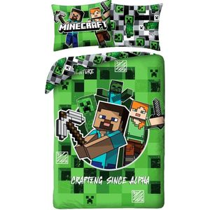 Minecraft Crafting Since Alpha Dekbedovertrek - 140 x 200 cm - 70 x 90 cm - Polyester