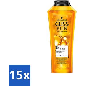 Gliss-Kur - Shampoo - Oil Nutritive - Voedende Shampoo - Voor Stroef & Gespannen Haar - 400 ml - Bulkverpakking - 15 stuks