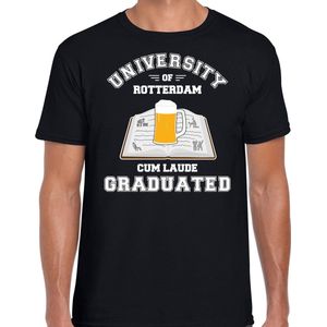 Carnaval t-shirt zwart university of Rotterdam voor heren - Rotterdams geslaagd / afstudeer cadeau verkleed shirt M