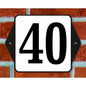 Huisnummerbord Klassiek - Nummer 40 - 14 x 11 cm - incl. bevestiging | - naambord - nummerbord - voordeur