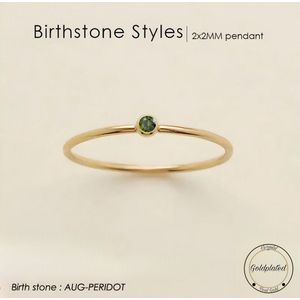 Soraro Birthstone Ring | Augustus | 17mm | Goldplated | Goudkleurig | Cadeau Voor Haar | Cadeau Voor Vriendin | Verjaardag Cadeau | Moederdag Cadeau | Cadeau Ideeën
