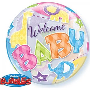 Folieballon - Welcome baby boy - Bubble - 56cm - Zonder vulling