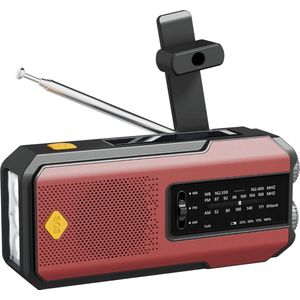 JouwCrisisPakket - AM / FM Noodradio - Met Led Zaklamp - Draagbare Weerradio - 2000Mah Powerbank - Rood
