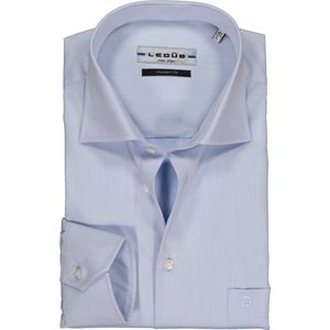 Ledub modern fit overhemd - mouwlengte 7 - lichtblauw twill - Strijkvrij - Boordmaat: 40