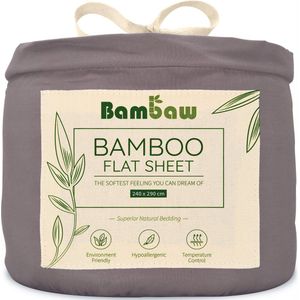 Bambaw Luxe Bamboe Lakens 240x290cm – Ultra ademende stof – Beddengoed – Hypoallergeen - Donkergrijs