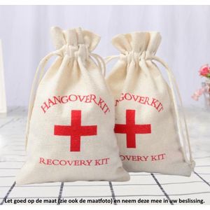 10x Uitdeelzakjes Hangover Recovery Kit 9.5 x 13.5 cm - Jute Traktatie Kado Zakjes - Katoenen / Jute / Stoffen Snoepzakjes - Koekzakjes - Koekje - Cookie Bags - Verjaardag - Vrijgezellenfeest - Bruiloft - Feestje - Kater Zakje - Day after