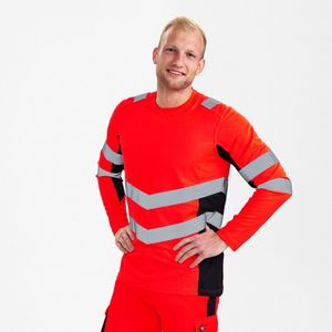 Engel - Safety T-shirt - Hi-vis Red / Black - Lange Mouwen - EN ISO 20471 Klasse 2