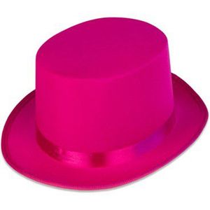 Hoge hoed - Roze Satijn - Verkleedkleding - Luxe Hoed - One Size Maat 59 - Een Stuk