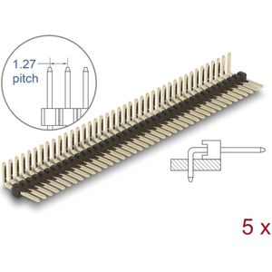 Delock Pin header 40 pin, pitch 1.27 mm, 1-row, angled, 5 pieces