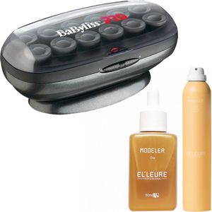 Babyliss PRO Krulset - 12 jumboroller + Elleure Modeler Olie 50ml + Haarlak 300ml