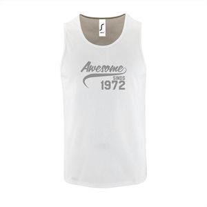 Witte Tanktop sportshirt met ""Awesome sinds 1972"" Print Zilver Size XXXL