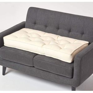 Lang zitkussen, crème, 100 x 48 cm, dikke sofa-kussen, gestoffeerd, zitkussen, bank met katoenen overtrek