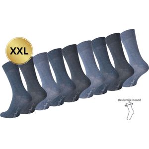 9 paar - XXL - Herensokken - Drukvrije boord - Comfortabele sokken - Niet knellende sokken - Jeansblauw-mix - Maat 47-50