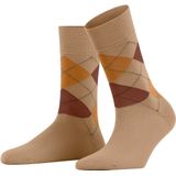 FALKE - Sensitive Argyle - Katoen Sokken - Beige - Comfort Tailleband