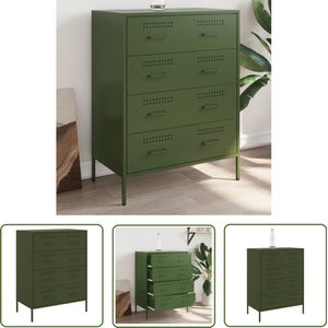 vidaXL Industrieel Dressoir - Dressoir - Dressoir 68x39x89 cm staal olijfgroen - Metalen Dressoir - Groen Dressoir - Vintage Dressoir