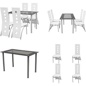 vidaXL Eetkamerset wit 5-delig - Eetkamertafel En Eetkamerstoel - Eetkamertafels En Eetkamerstoelen - Eetkamer Set - Keukentafel