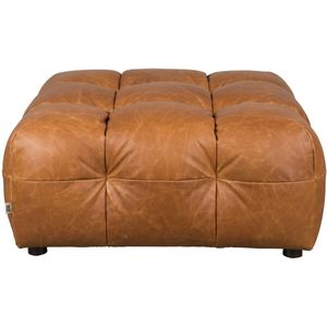 Dutchbone Hackman Hocker Leer Cognac Bruin