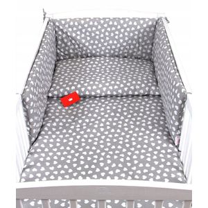BabyLux Kinderbeddengoed Set 6 Stuks 100x135cm Katoen Grijs Hartjes