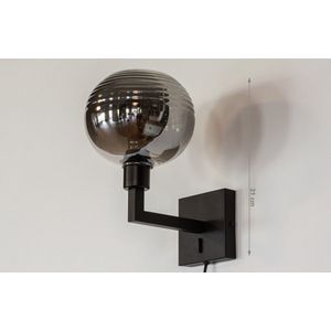 Lumidora Wandlamp 31034 - Voor binnen - NAPELS - E27 - Zwart - Grijs - Metaal