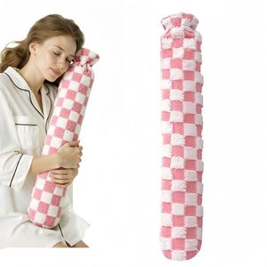 1 stuk - Lange kruik - Rubberen kruik - 1100 ml kruik - Wikkelkruik - Warmer - Zacht aanvoelend - Geschikt voor het verlichten van menstruatiepijn, het verwarmen van nek, schouders, rug, benen en taille - Roze - 1100 ml