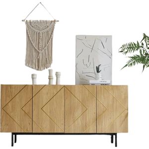 Betaalbare Goederen® Dressoir - Houtkleur - Buffetkast - Dressoir Kasten - Dressoirs - Woonkamer - Met Opbergplanken