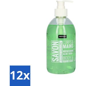 12 x Sence - Refreshing Aloe Vera - Handzeep - Savon - 500 ml - Aloë Vera Handzeep - Vloeibare Handzeep - Handzeep 500 Ml - Milde Handzeep - Verzorgend Handzeep