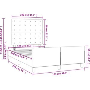 vidaXL - Bedframe - met - hoofdbord - fluweel - donkergrijs - 120x190 - cm