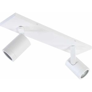 Witte balk spot Halospot | 2 lichts | wit | metaal | 40 x 9,5 cm | verstelbaar | plafondlamp | modern / strak design