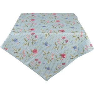 Clayre & Eef Tafelkleed 150x150 cm Blauw Groen Katoen Vierkant Bloemen Tafellaken