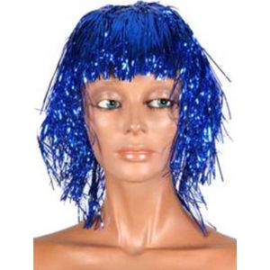 Glitter pruik Blauw , Carnaval, Toppers, Disco, Themafeest, Verkleed accessoires.