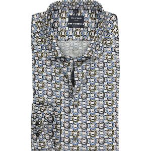 OLYMP Luxor modern fit overhemd - kleurig cirkel dessin - Strijkvrij - Boordmaat: 38