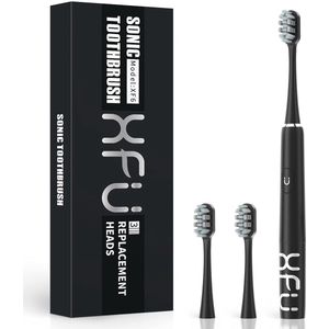 Namajunas - Elektrische Tandenborstel - Opzetborstels - Sonic elektrische tandenborstel op batterijen voor volwassenen en kinderen - 3 Dupont-opzetborstels - Ingebouwde 2-minuten timer - Zwart