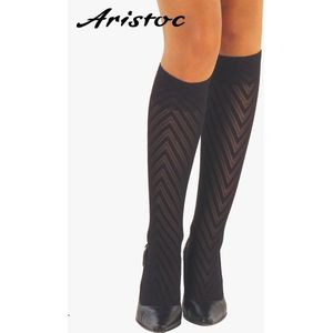 Aristoc Kniekousjes - Kniekousje - Kniekousen dames - Chevron - Sergeant Strepen - 40 Den. - One Size - Chocolate