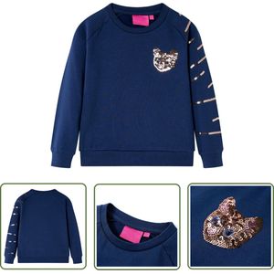 vidaXL Meisjestrui - Kindertrui - Kindertrui 128 marineblauw - Jongenstrui - Blauwe Trui - Paillettentrui