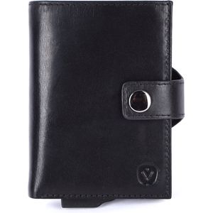 Valenta - Luxe Pasjeshouder Portemonnee - Uitschuifbaar - Zwart - 6 tot 12 pasjes, briefgeld en muntgeld - Echt leer - RFID NFC - incl. Luxe Cadeaubox