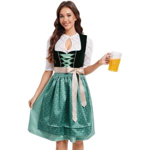 Dirndl dames korte traditionele jurk midi dirndl complete sets met 3 stuks inclusief dirndl jurk, dirndl blouse en dirndl schort voor Oktoberfest Groente 40