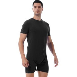 Bodysuit Heren Soft - Shirt en Broek in 1 - Mannen Lingerie - Pyjama - Erotische kleding voor hem - Jumpsuit - Zwart