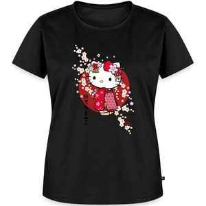 Hello Kitty In Een Rode Kimono En Kersenbloesems Premium T Shirt Dames