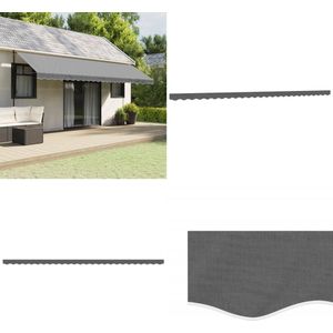 vidaXL Vervangingsdoek voor luifelrok gestreept 6 m antracietkleurig - Vervangende Luifelrokstof - Vervangende Luifelrokstoffen - Vervangend Luifelblad - Tuinluifel