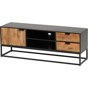 TV-meubel Genovese 140 cm Mangohout - Naturel/Zwart