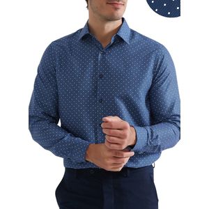 Heren overhemd Met Lange Mouwen - Comfort Fit - Longsleeve Shirt - Maat M - Navy