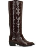 Manfield - Hoge Laarzen - Donkerbruin - Leren