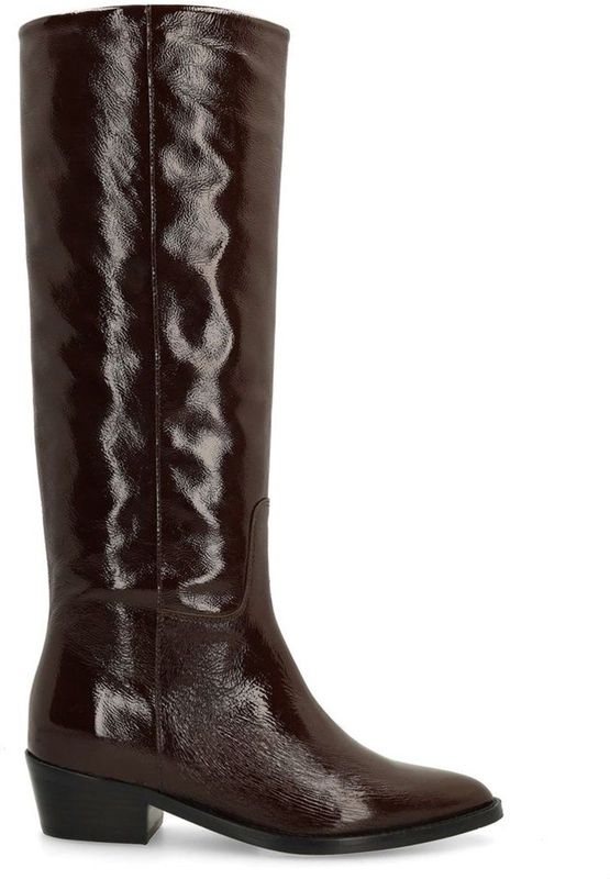 Manfield - Hoge Laarzen - Donkerbruin - Leren