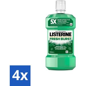 4 x Listerine - Mondwater - Fresh Burst - Sterk Gebit - 500 ml - Mondwater - Listerine - Frisse Adem - Tandplak - Tandvlees