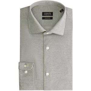 GENTS - Overhemd knit pique - Katoen - Lichtgroen - Maat EU38/S