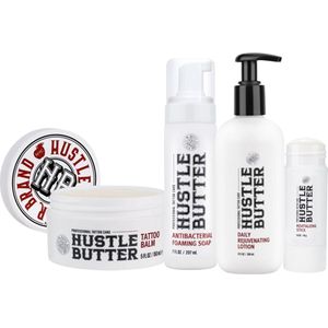 Hustle Butter - Now and Forever Bundel | Vegan Tattoo Verzorging | Tatoeage Nazorg Zalf | Bescherming Nieuwe Tattoo | Balsem | Crème | Verzorgingsspray | Tatoeage Boter | Verdoving | Verdovend | PMU | Beauty | Desinfectie | Biologische Zalf